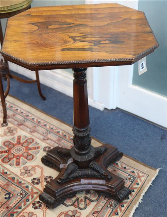 A Regency rosewood octagonal occasional table W.49cm